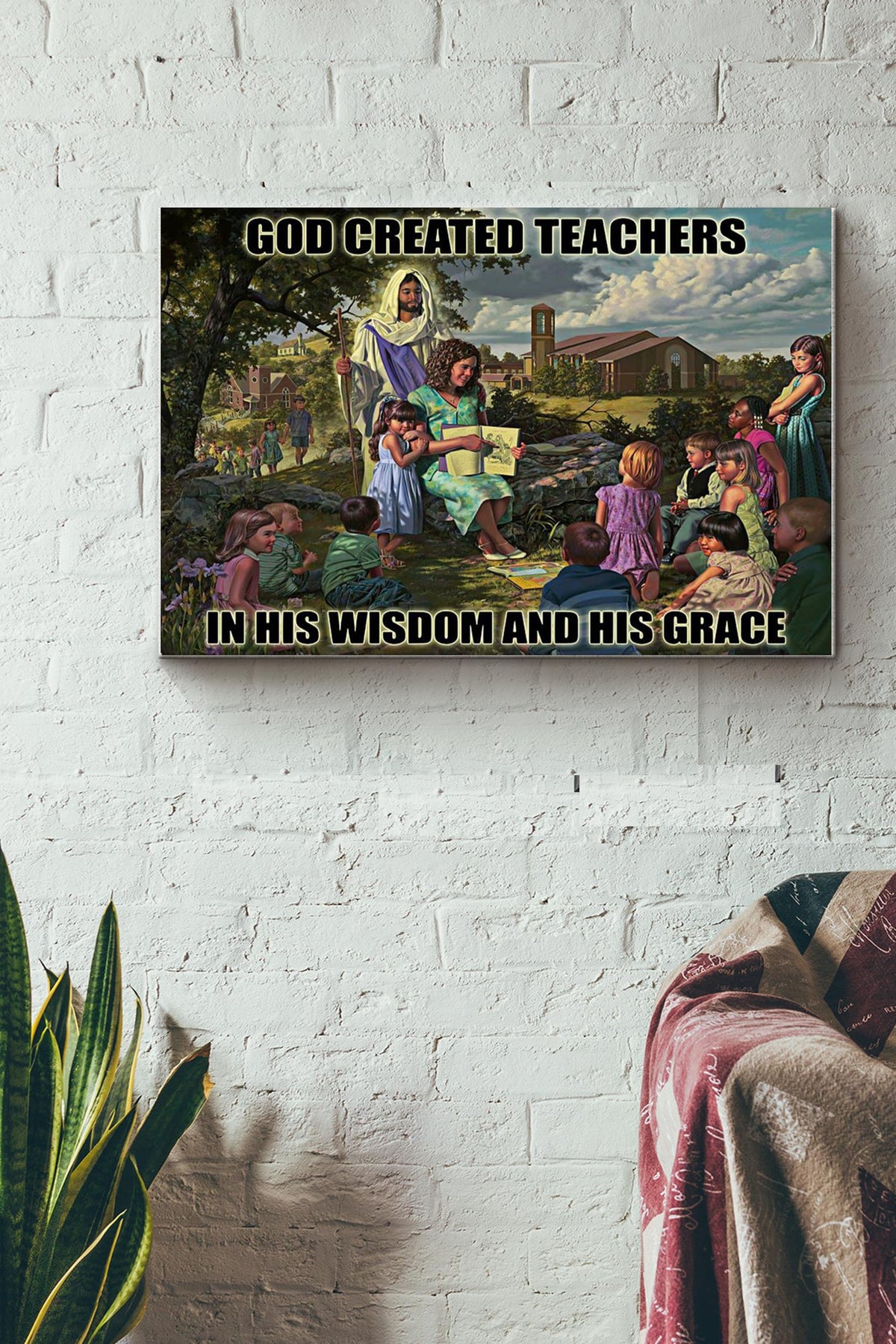 God Created Teacher In His Wisdom And His Grace Canvas Ideas, Canvas Hanging Prints,  Gift Idea Framed Prints, Canvas