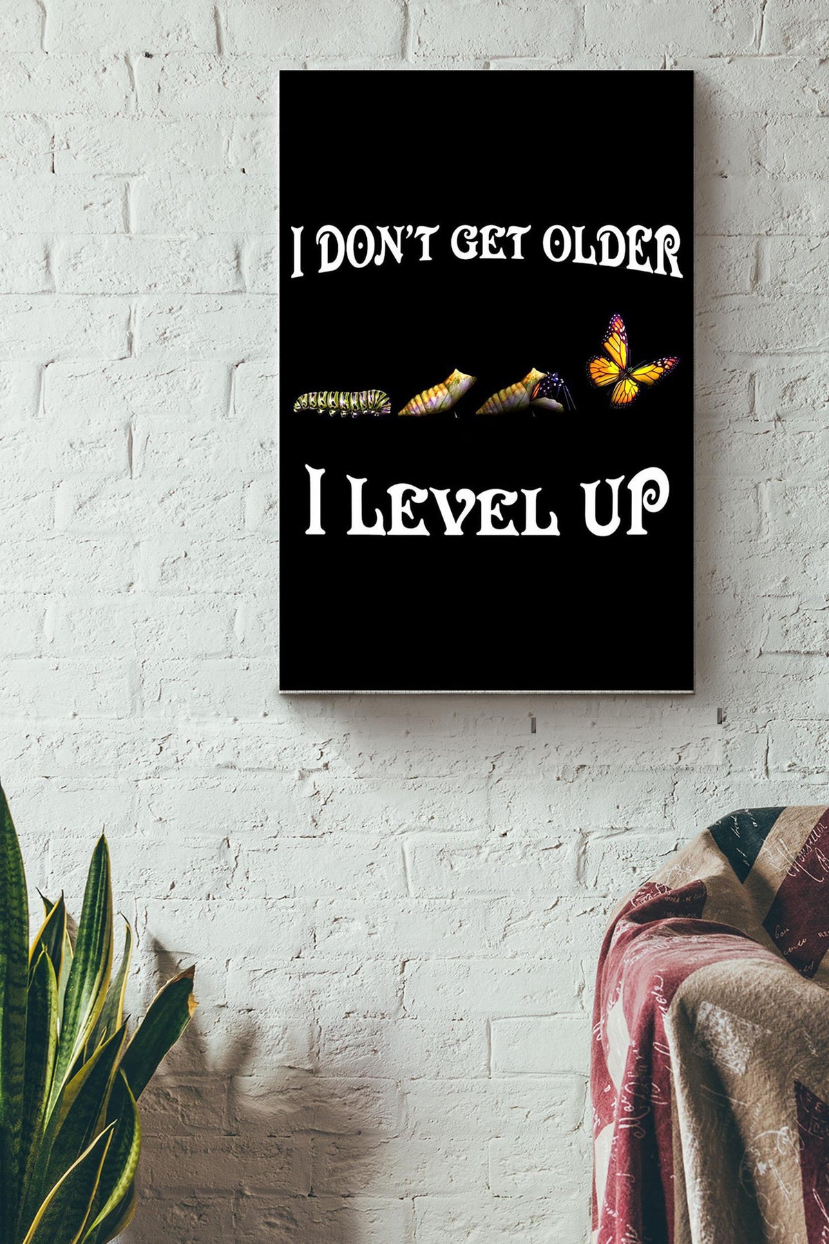 Butterfly I Level Up Insects Bugs Lovers Wrapped Canvas