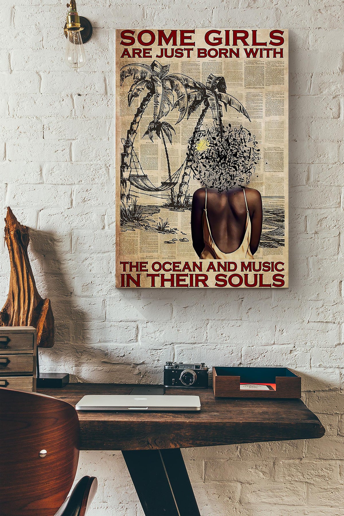 Afro Girl Some Girls Are Just Born With The Ocean And Music In Their Souls Dictionary Canvas Ideas, Canvas Hanging Prints,  Gift Idea Framed Prints, Canvas