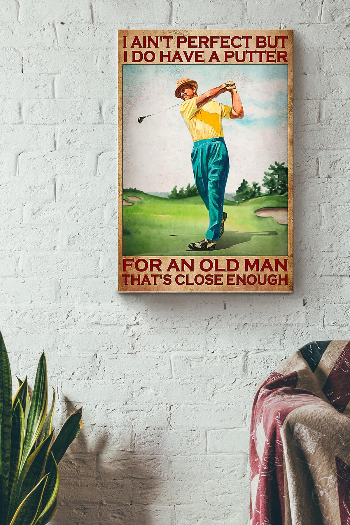 Golf Close Enough Wrapped Canvas