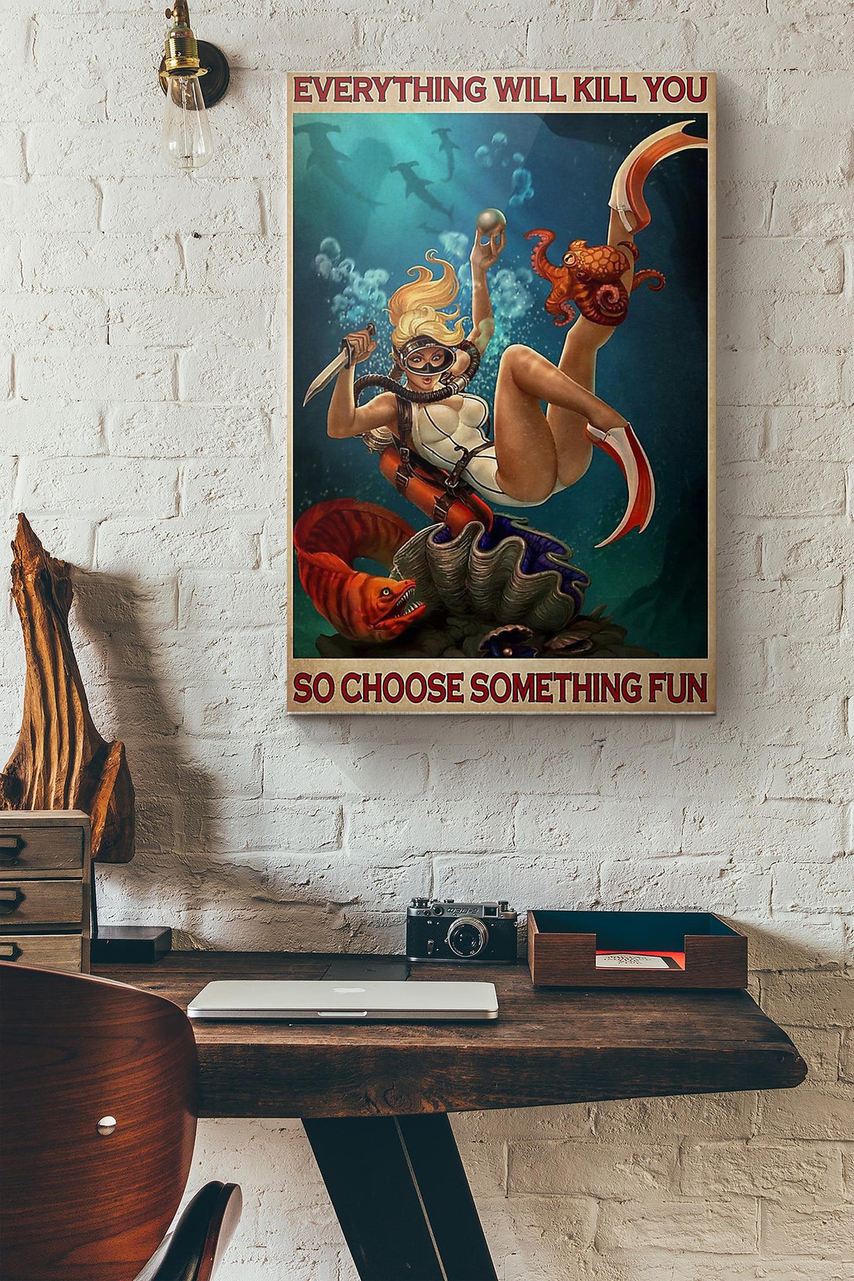 Girl Diving Everything Will Kill You So Choose Something Fun Canvas Ideas, Canvas Hanging Prints, Gift Idea Framed Prints, Canvas