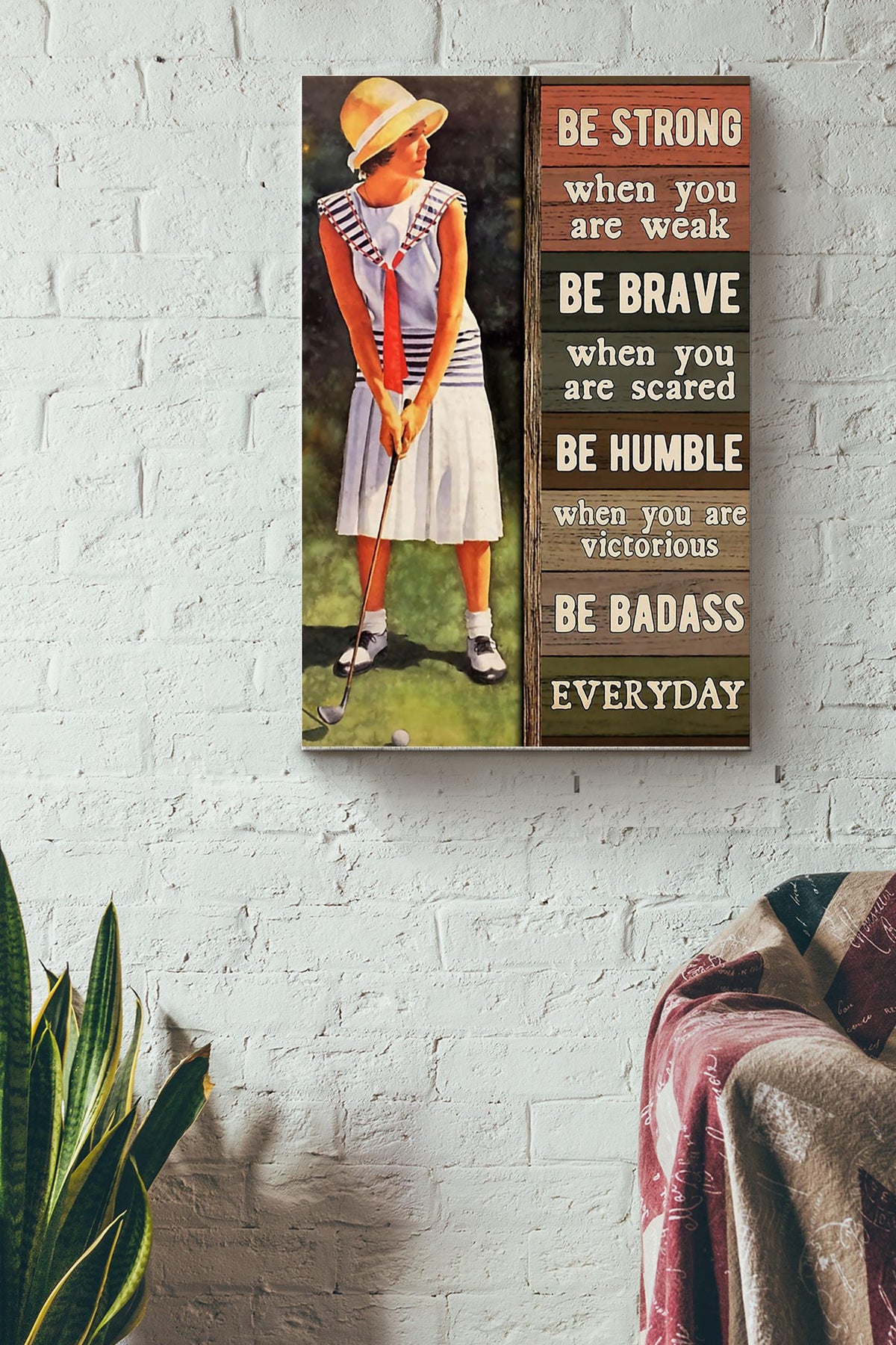Golf Be Strong Be Brave Be Humble Wrapped Canvas
