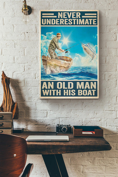 Fishing - An Old Man With His Boat Wrapped Canvas