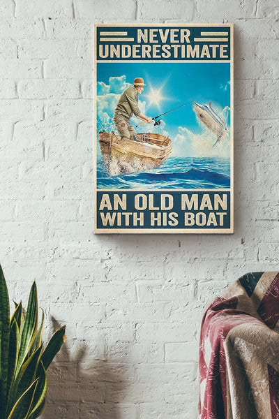 Fishing - An Old Man With His Boat Wrapped Canvas