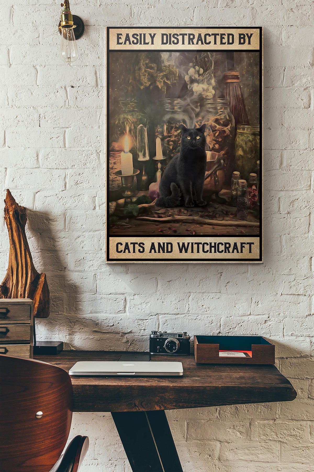 Black Cat Easily Distracted Cats And Witchcraft Canvas Ideas, Canvas Hanging Prints,  Gift Idea Framed Prints, Canvas