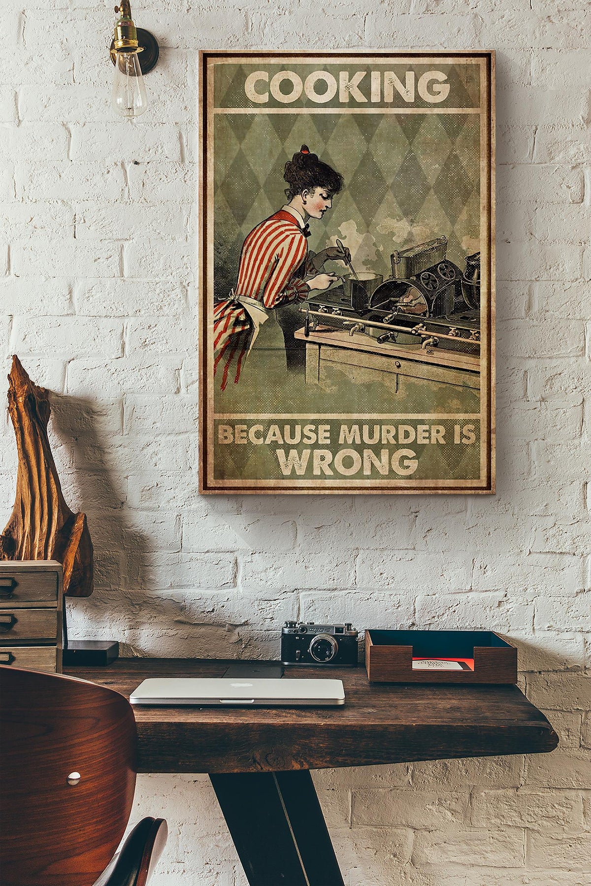 Cooking Because Murder Is Wrong Kitchen Canvas Ideas, Canvas Hanging Prints, Gift Idea Framed Prints, Canvas