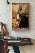 Easily Distracted By Cats And Wine Dictionary Canvas Ideas, Canvas Hanging Prints, Gift Idea Framed Prints, Canvas