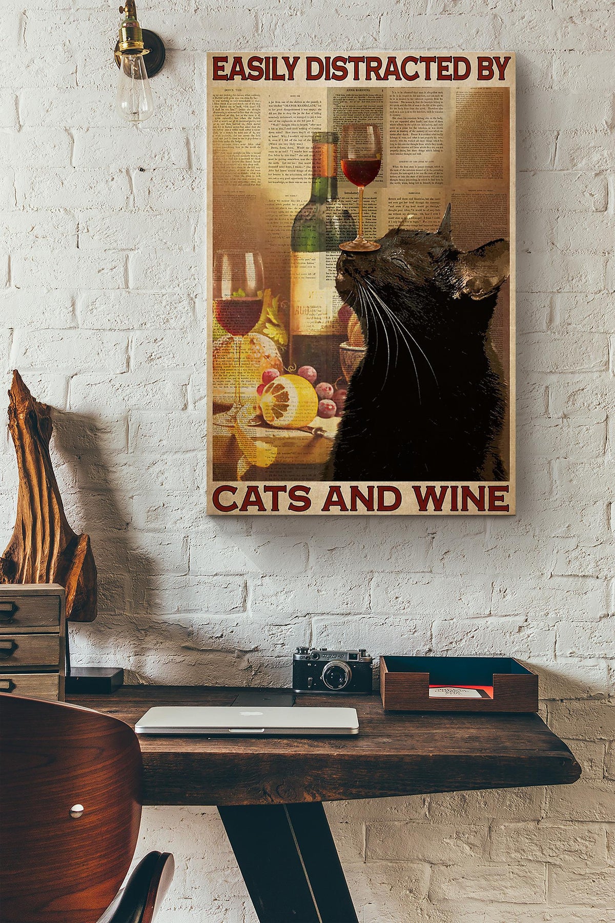 Easily Distracted By Cats And Wine Dictionary Canvas Ideas, Canvas Hanging Prints, Gift Idea Framed Prints, Canvas