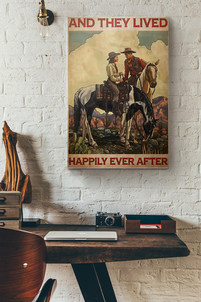 Horse Couple And They Lived Happily Ever After Canvas Ideas, Canvas Hanging Prints, Gift Idea Framed Prints, Canvas