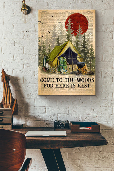 Come To The Woods For Here Is Rest Camping Canvas Ideas, Canvas Hanging Prints,  Gift Idea Framed Prints, Canvas