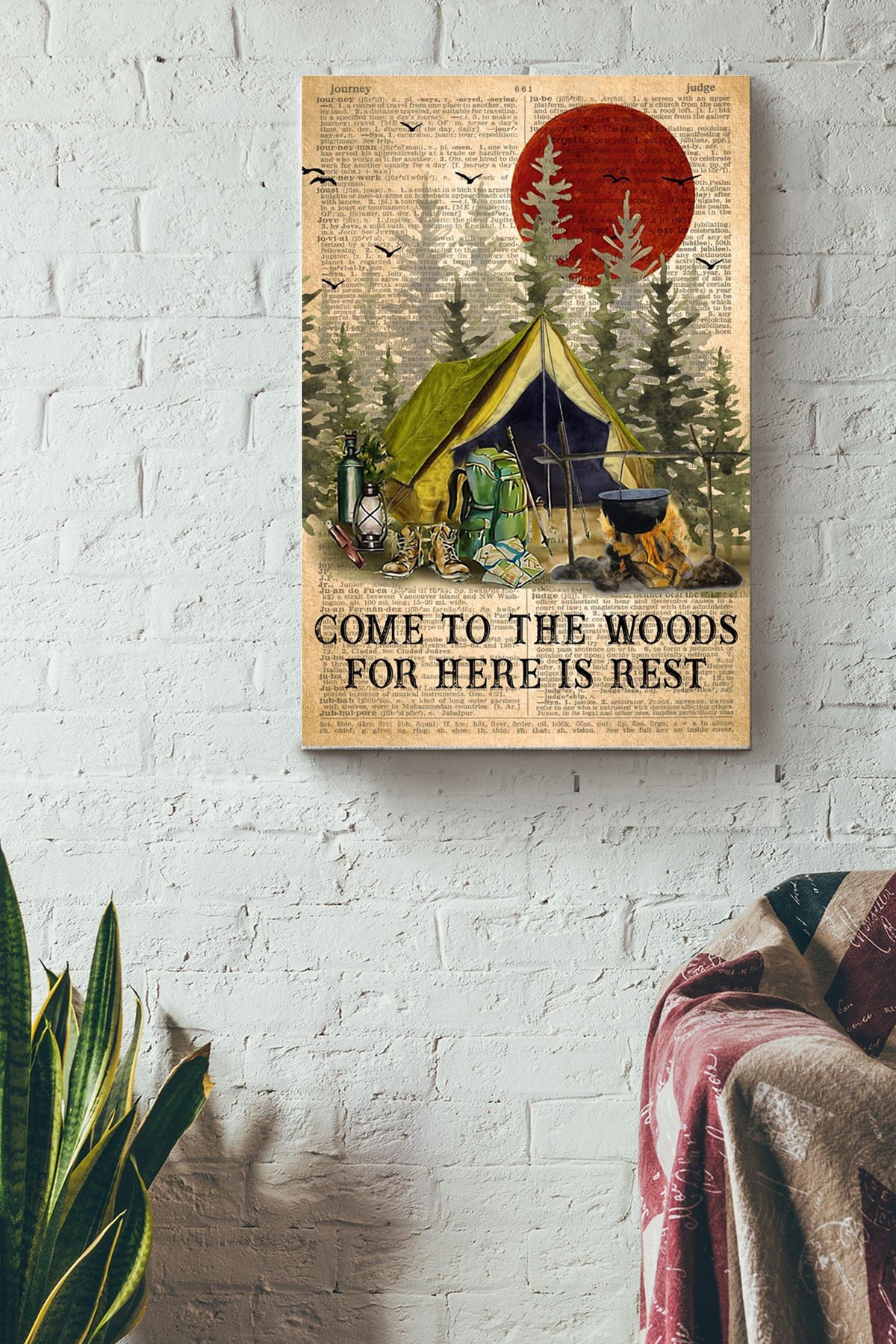 Come To The Woods For Here Is Rest Camping Canvas Ideas, Canvas Hanging Prints,  Gift Idea Framed Prints, Canvas