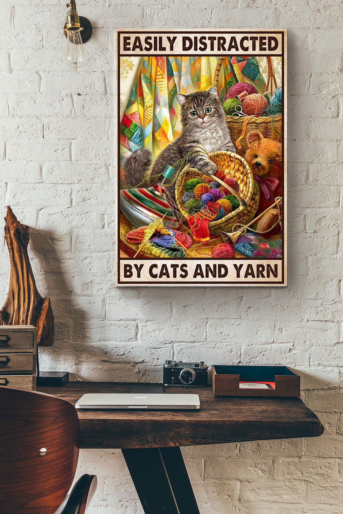 Easily Distracted By Cats And Yarn Canvas Ideas, Canvas Hanging Prints,  Gift Idea Framed Prints, Canvas