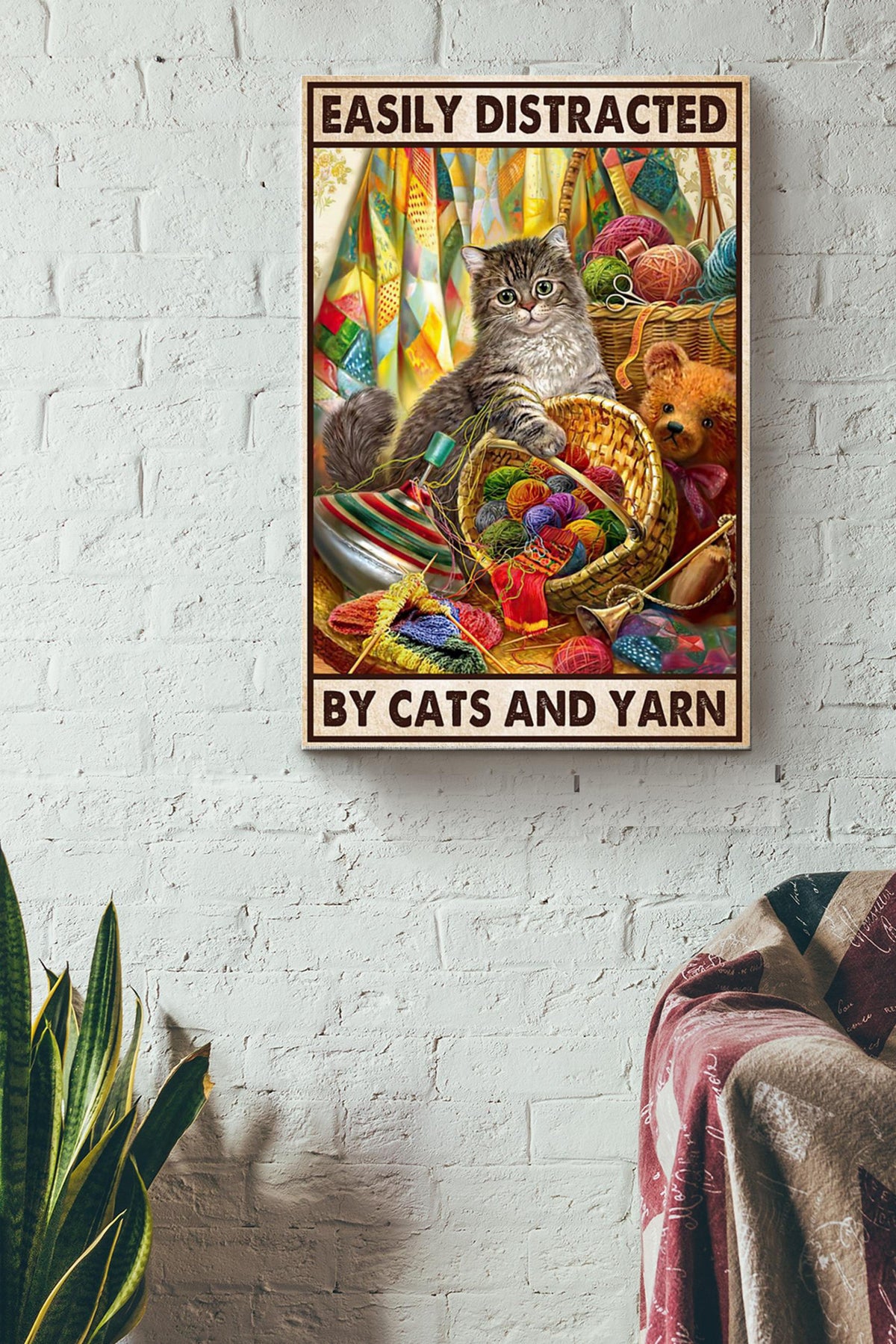 Easily Distracted By Cats And Yarn Canvas Ideas, Canvas Hanging Prints,  Gift Idea Framed Prints, Canvas