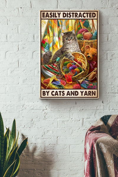 Easily Distracted By Cats And Yarn Canvas Ideas, Canvas Hanging Prints,  Gift Idea Framed Prints, Canvas
