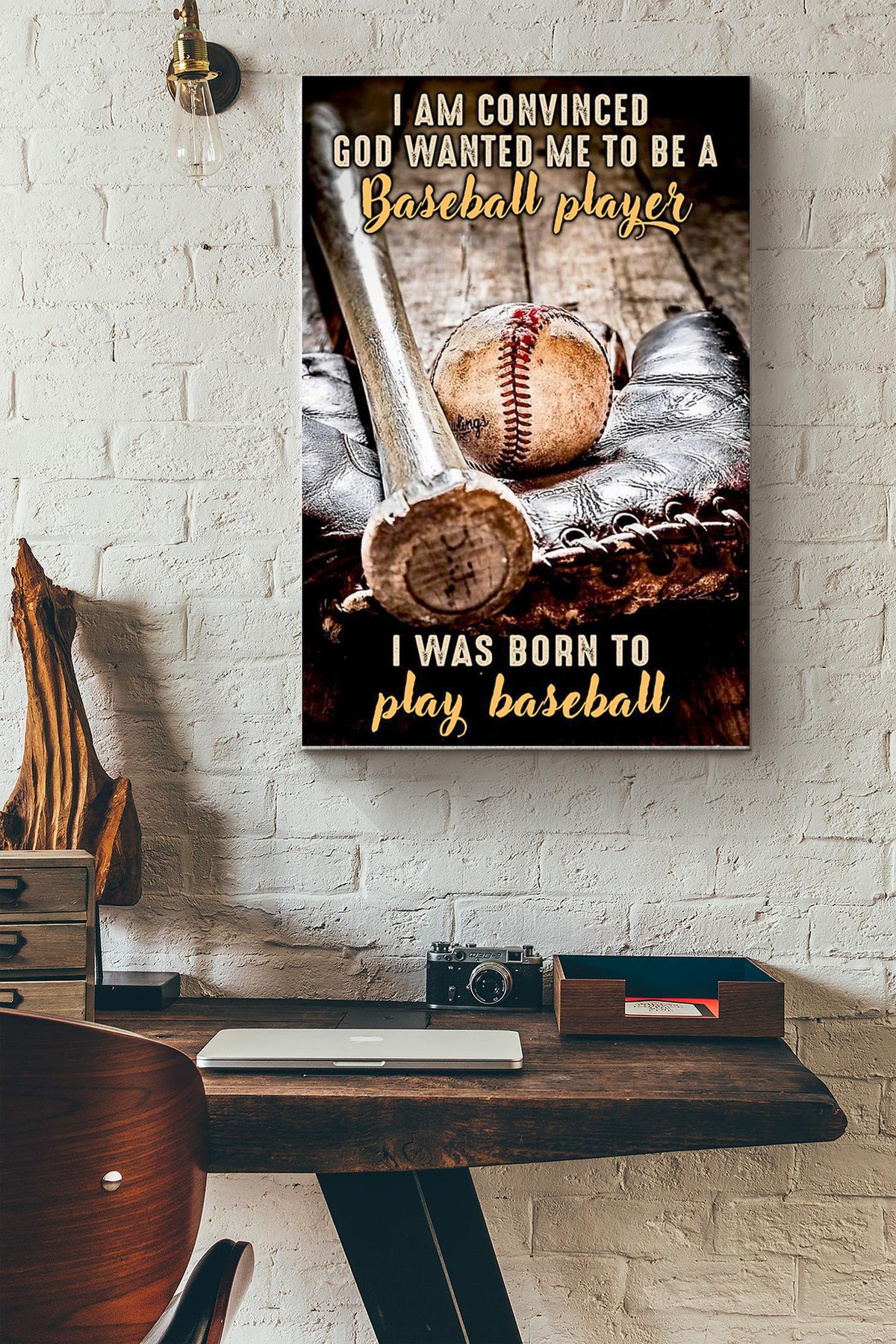 Baseball Bat And Ball I Was Born To Play Baseball Canvas Ideas, Canvas Hanging Prints,  Gift Idea Framed Prints, Canvas