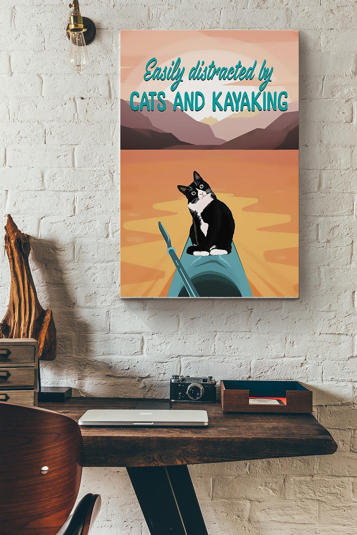 Easily Distracted By Cats And Kayaking Wrapped Canvas