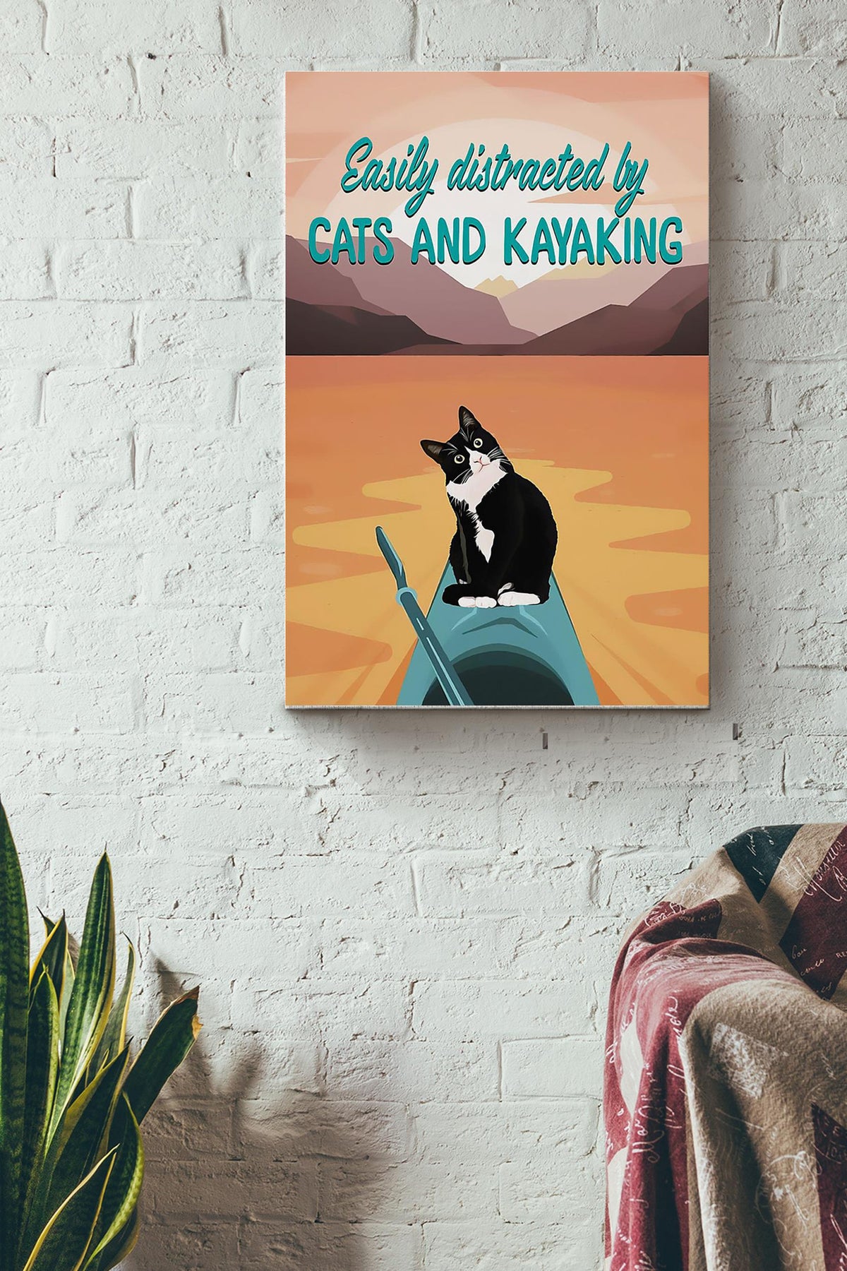 Easily Distracted By Cats And Kayaking Wrapped Canvas