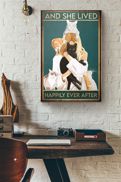 Cats Veterinarian And She Lived Happily Ever After Canvas Ideas, Canvas Hanging Prints, Gift Idea Framed Prints, Canvas