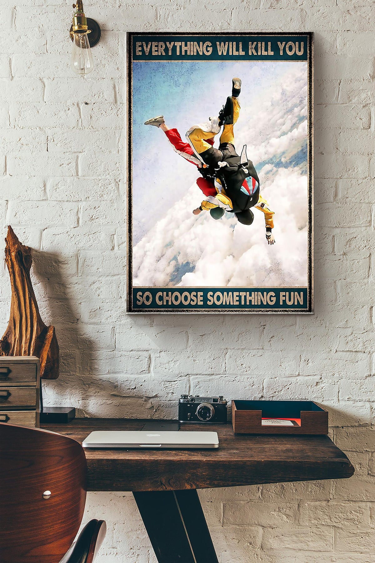 Everything Will Kill You So Choose Something Fun Skydiving Couple Canvas Ideas, Canvas Hanging Prints,  Gift Idea Framed Prints, Canvas
