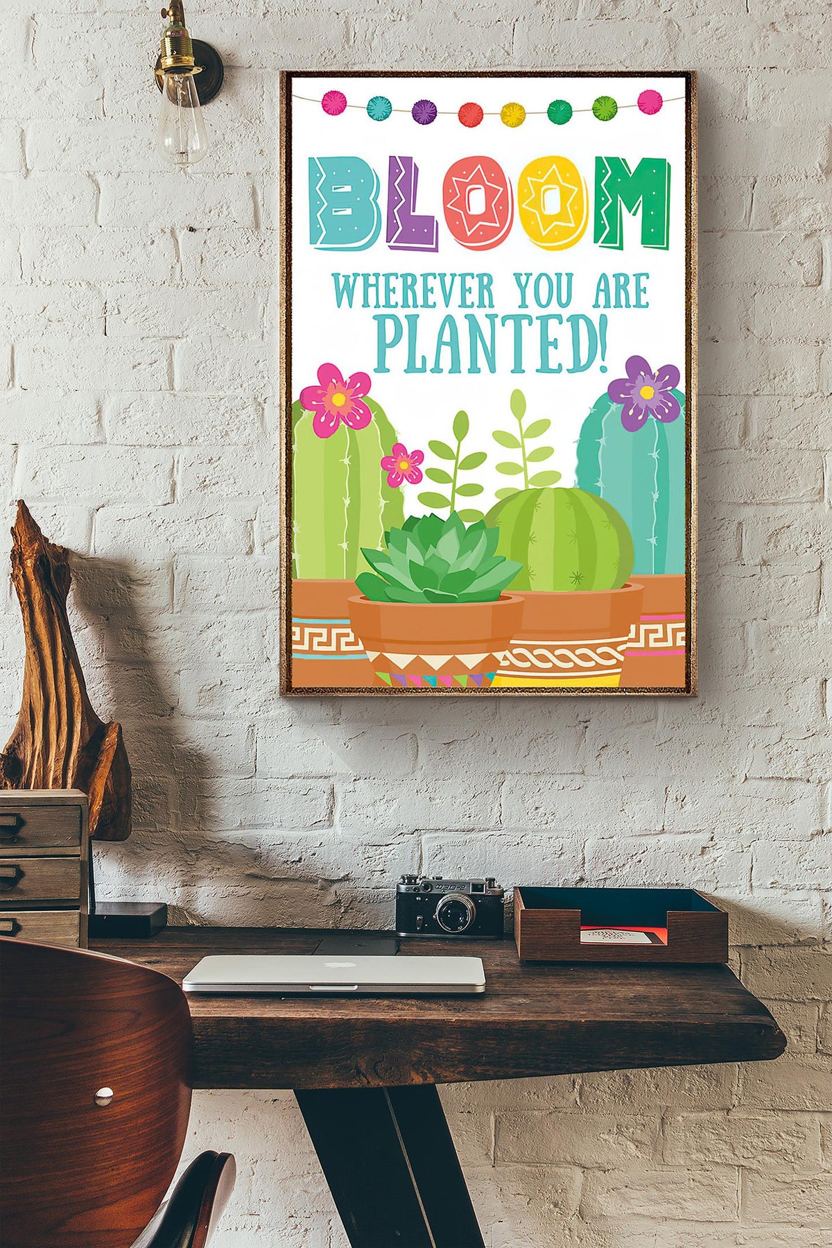 Cactus Bloom Wherever You Are Planted Teacher Canvas Ideas, Canvas Hanging Prints,  Gift Idea Framed Prints, Canvas
