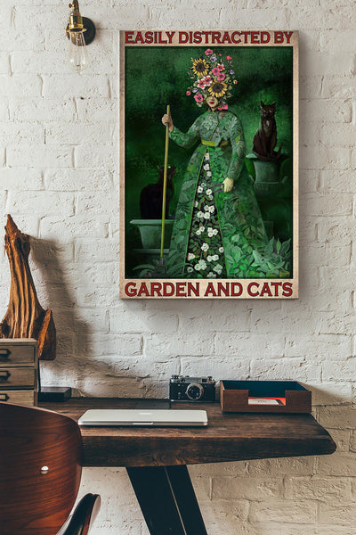 Easily Distracted By Garden And Cats Flowers Canvas Ideas, Canvas Hanging Prints,  Gift Idea Framed Prints, Canvas