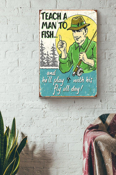Fishing Teach A Man To Fish Wrapped Canvas