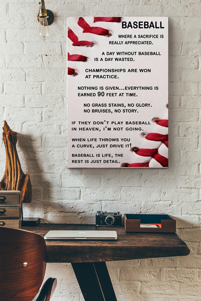 Baseball Is Life The Rest Is Just Detail Canvas Ideas, Canvas Hanging Prints,  Gift Idea Framed Prints, Canvas