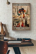 Easily Distracted By Dogs And Beer Quote Canvas Ideas, Canvas Hanging Prints,  Gift Idea Framed Prints, Canvas