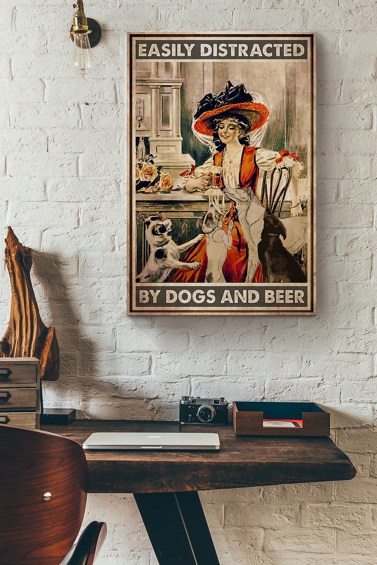 Easily Distracted By Dogs And Beer Quote Canvas Ideas, Canvas Hanging Prints,  Gift Idea Framed Prints, Canvas