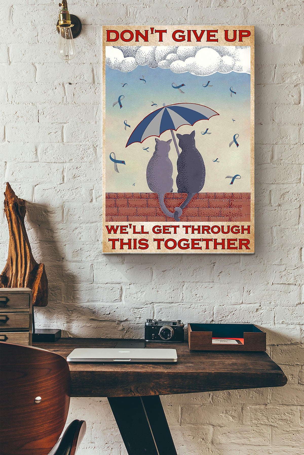 Dont Give Up Well Get Through This Together Couple Cat Canvas Ideas, Canvas Hanging Prints,  Gift Idea Framed Prints, Canvas