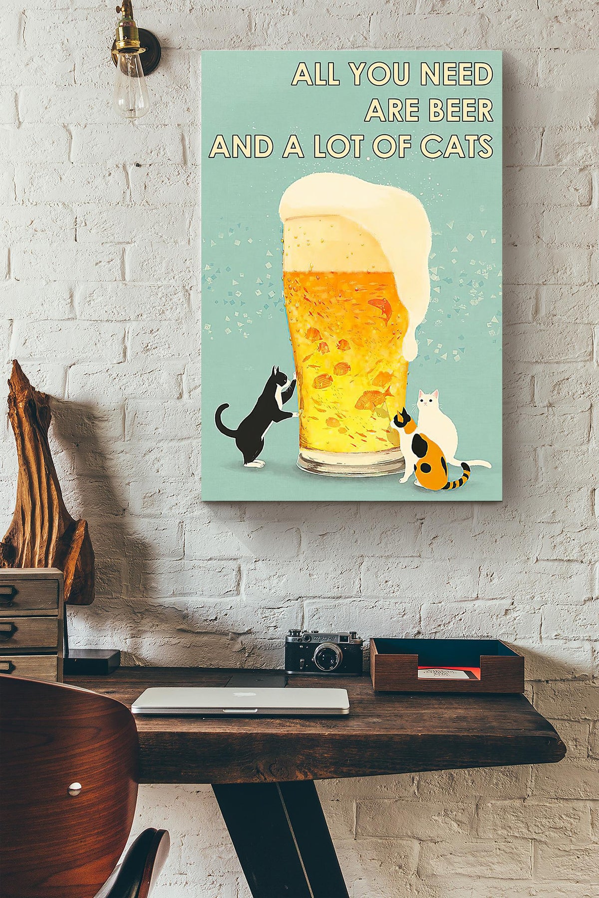 All You Need Are Beer And A Lot Of Cats Canvas Ideas, Canvas Hanging Prints,  Gift Idea Framed Prints, Canvas