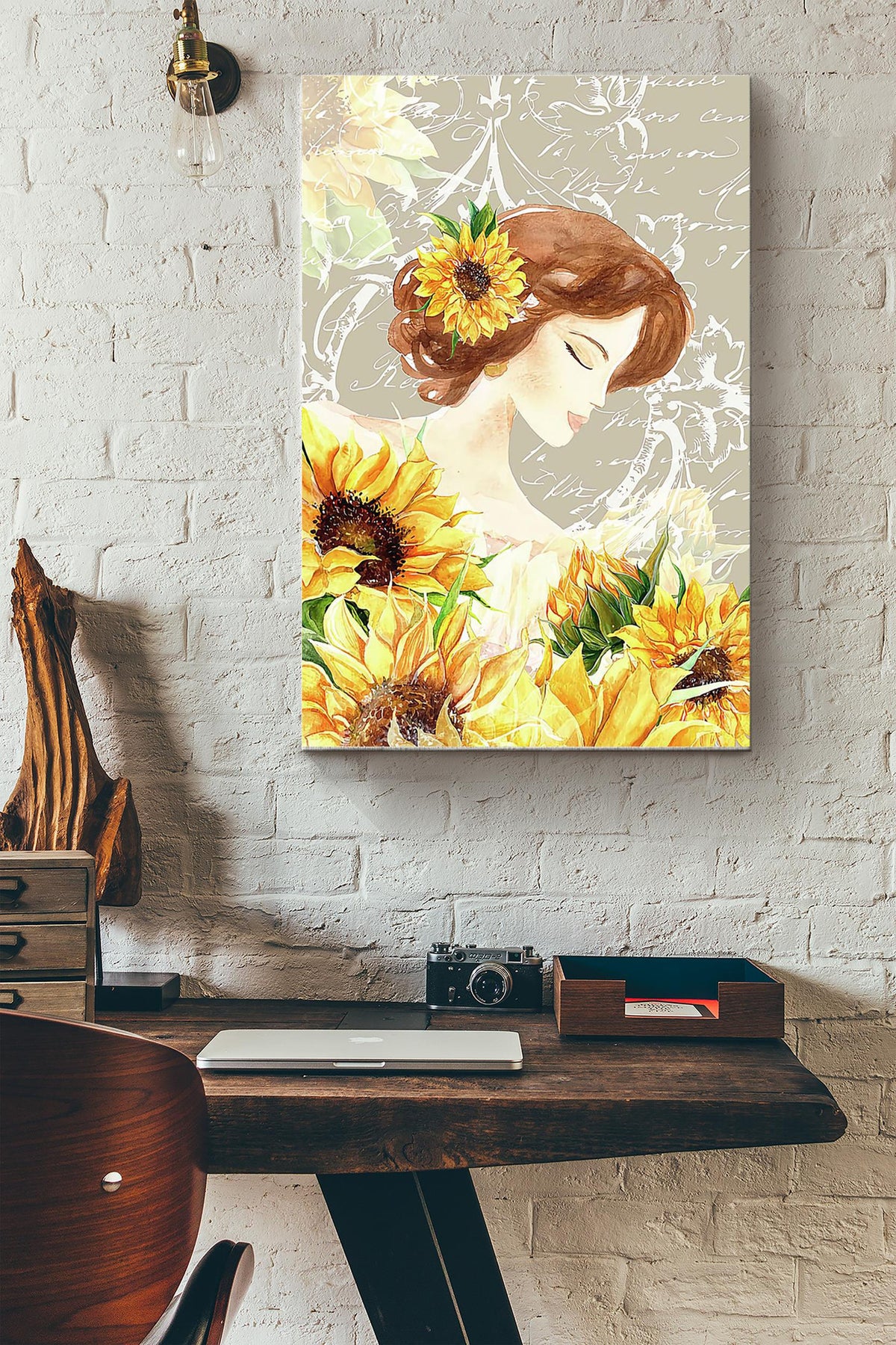 Beautiful Girl With Sunflowers Canvas Ideas, Canvas Hanging Prints,  Gift Idea Framed Prints, Canvas