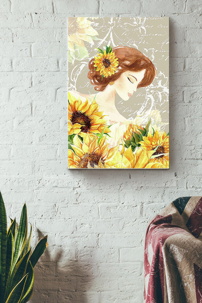 Beautiful Girl With Sunflowers Canvas Ideas, Canvas Hanging Prints,  Gift Idea Framed Prints, Canvas