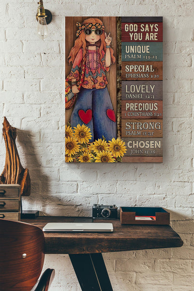 Hippie Girl God Says You Are Strong Precious Chosen Canvas Ideas, Canvas Hanging Prints,  Gift Idea Framed Prints, Canvas