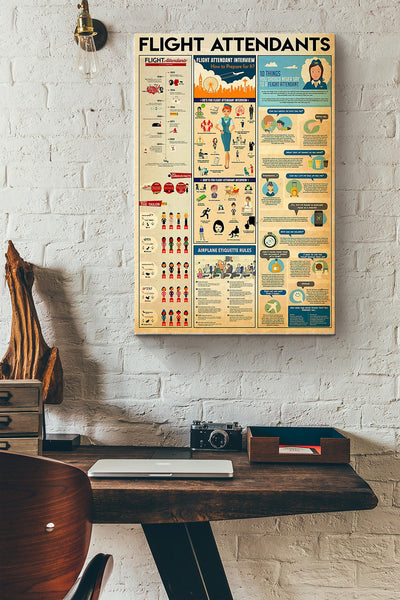 Flight Attendants Basic Information Knowledge - Aviation Knowledge Wall Art - Gift For Flight Engineer Flight Attendants Pilot Wrapped Canvas Framed Prints, Canvas