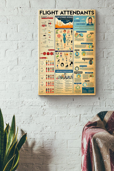 Flight Attendants Basic Information Knowledge - Aviation Knowledge Wall Art - Gift For Flight Engineer Flight Attendants Pilot Wrapped Canvas Framed Prints, Canvas