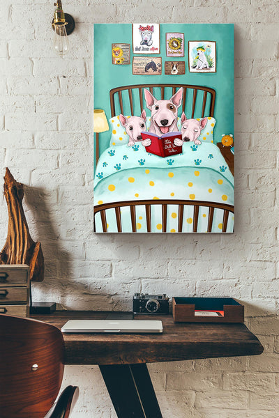 Bull Terrier Reading Book Before Bed Canvas Ideas, Canvas Hanging Prints,  Gift Idea Framed Prints, Canvas