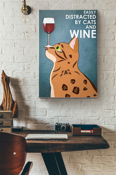 Bengal Cat Easily Distracted By Cats And Wine Canvas Ideas, Canvas Hanging Prints,  Gift Idea Framed Prints, Canvas
