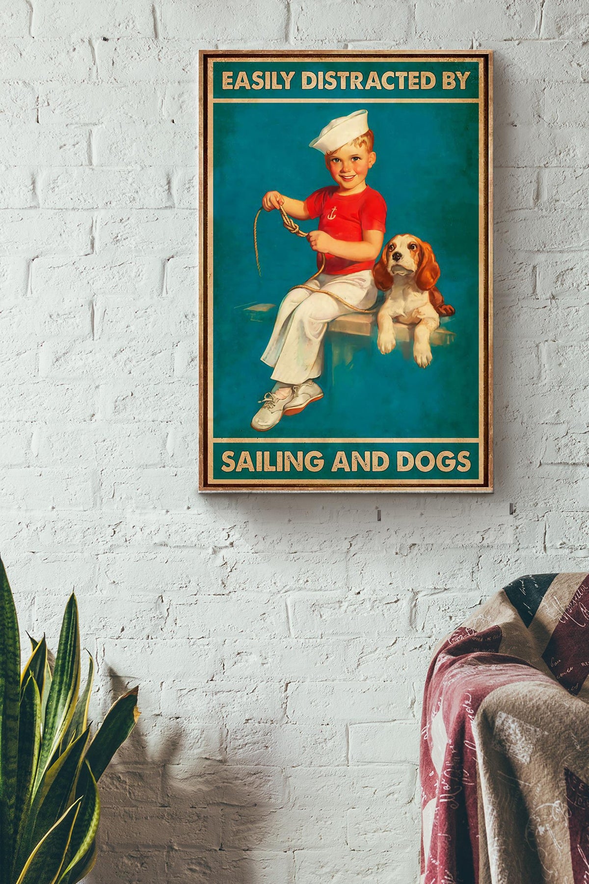 Easily Distracted By Sailing And Dogs Sailor Wrapped Canvas