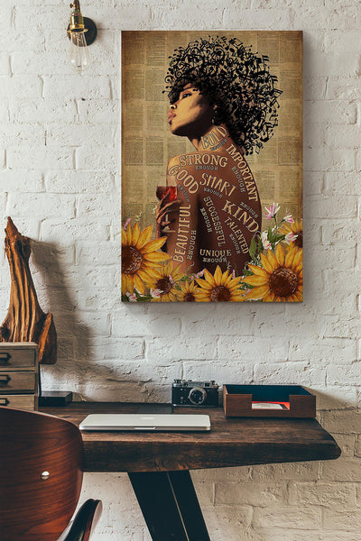 Afro Girl Sunflower And Wine Dictionary Page Canvas Ideas, Canvas Hanging Prints,  Gift Idea Framed Prints, Canvas