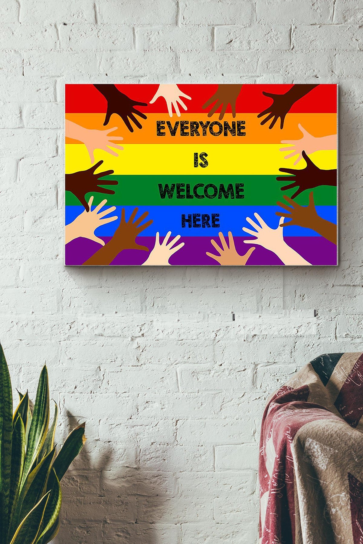 Everyone Is Welcome Here Lgbt Canvas Ideas, Canvas Hanging Prints,  Gift Idea Framed Prints, Canvas