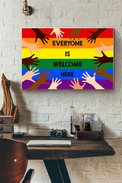 Everyone Is Welcome Here Lgbt Canvas Ideas, Canvas Hanging Prints,  Gift Idea Framed Prints, Canvas
