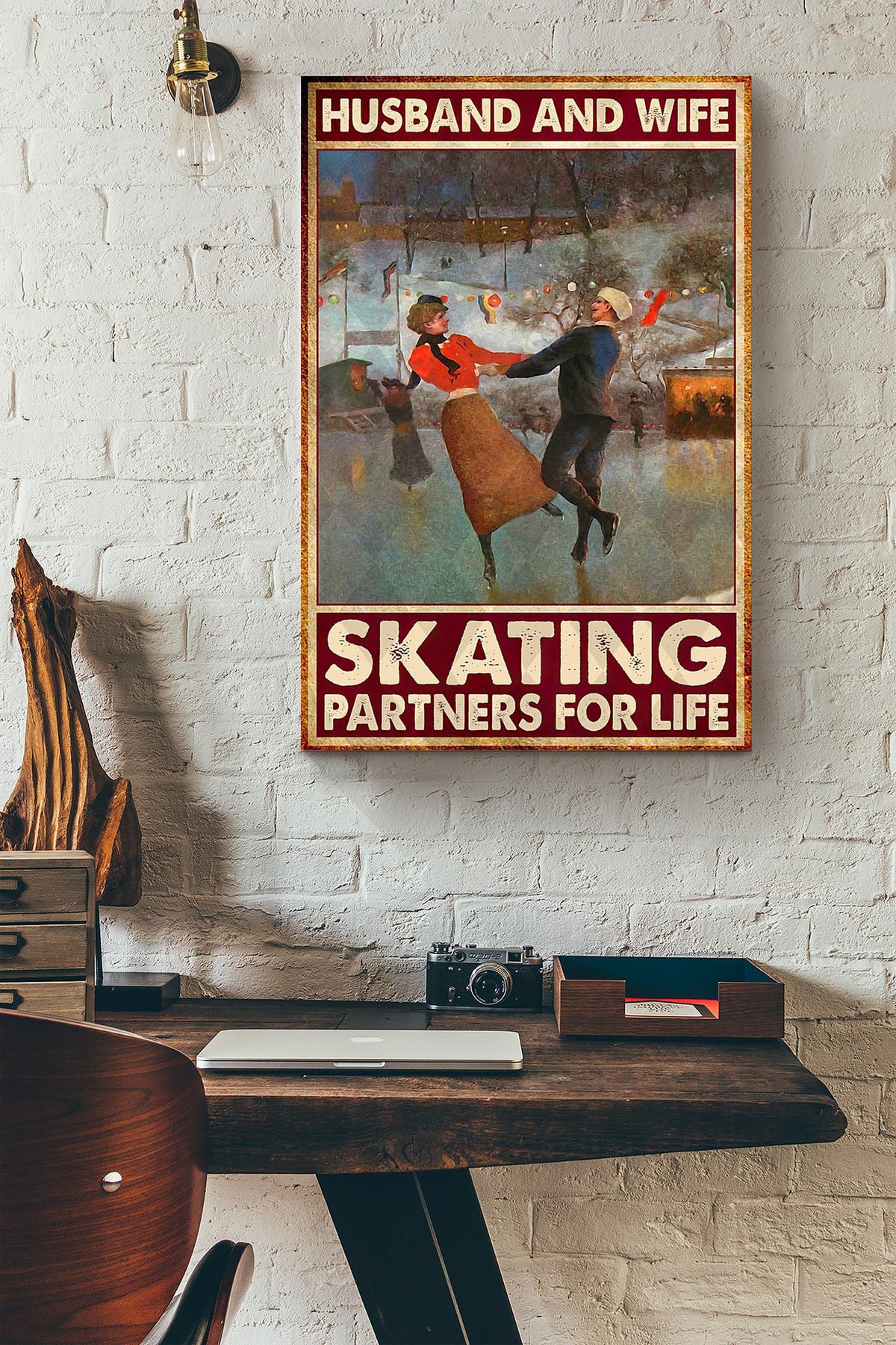 Husband And Wife Skating Partners For Life Canvas Ideas, Canvas Hanging Prints,  Gift Idea Framed Prints, Canvas
