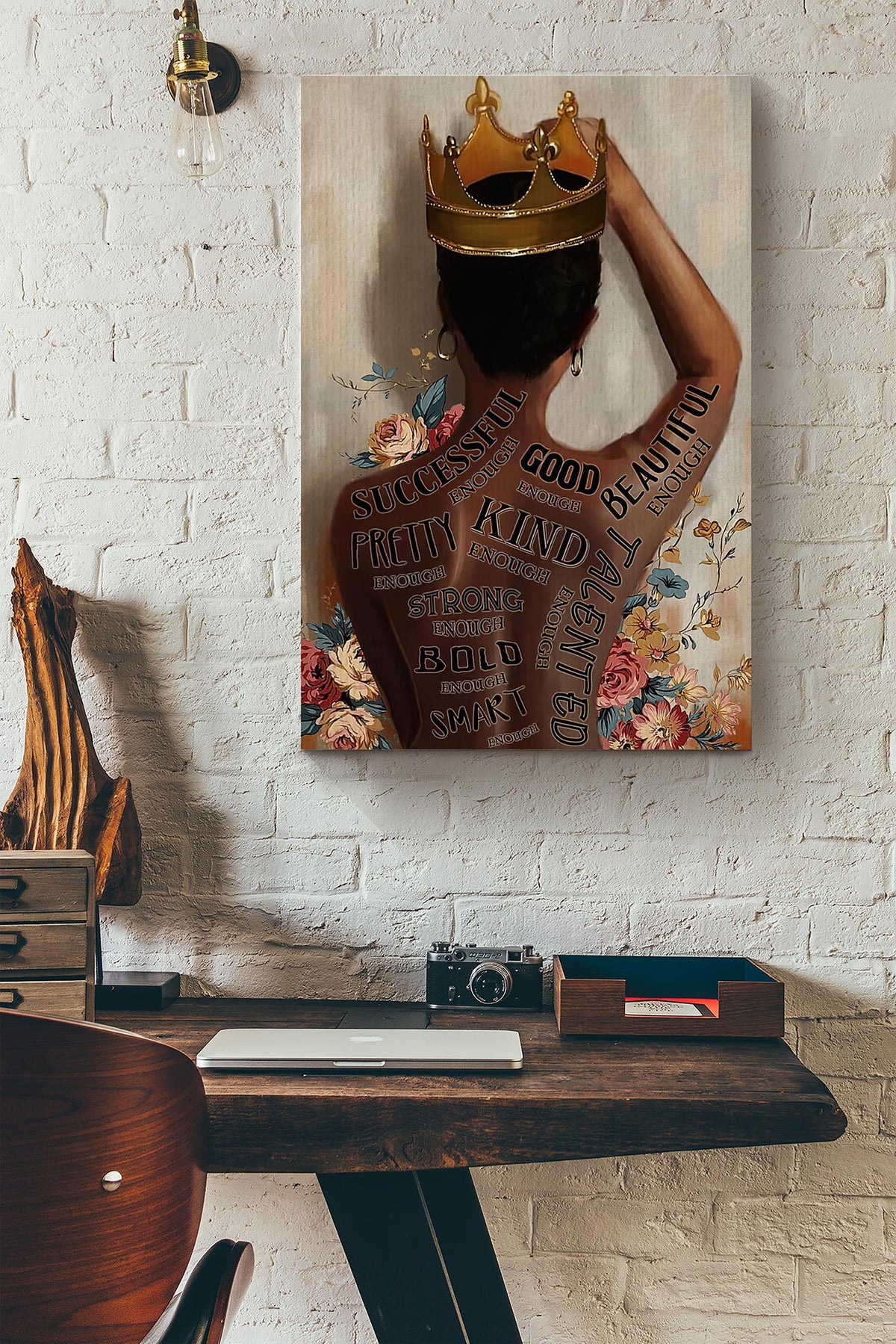 Afro Girl Back Queen Talented Good Kind Enough Canvas Ideas, Canvas Hanging Prints,  Gift Idea Framed Prints, Canvas