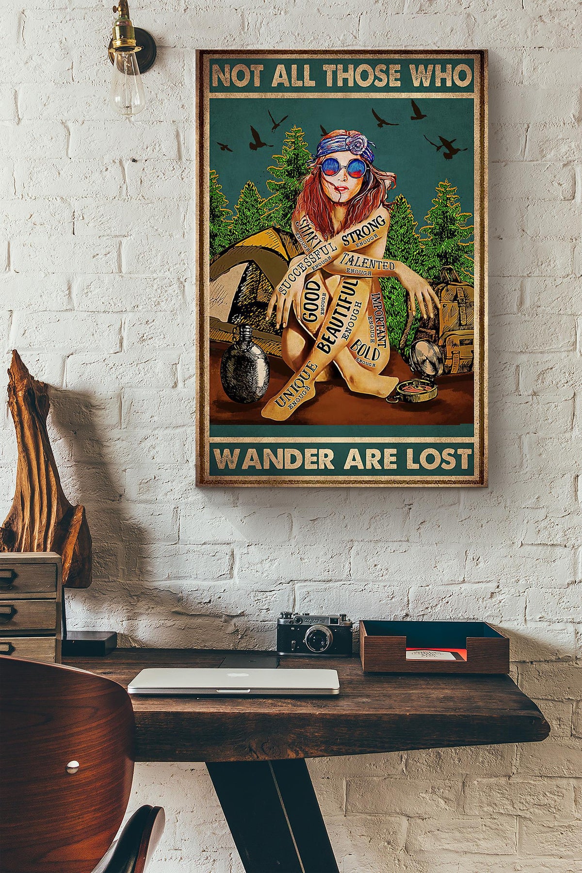 Hippie Camping Not All Those Who Wander Are Lost Canvas Ideas, Canvas Hanging Prints, Gift Idea Framed Prints, Canvas