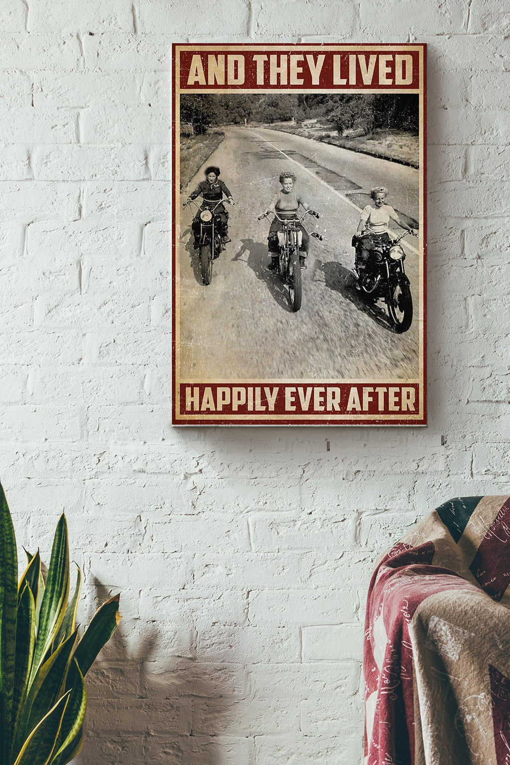 Girls Motorcycle And They Lived Happily Ever After Canvas Ideas, Canvas Hanging Prints,  Gift Idea Framed Prints, Canvas