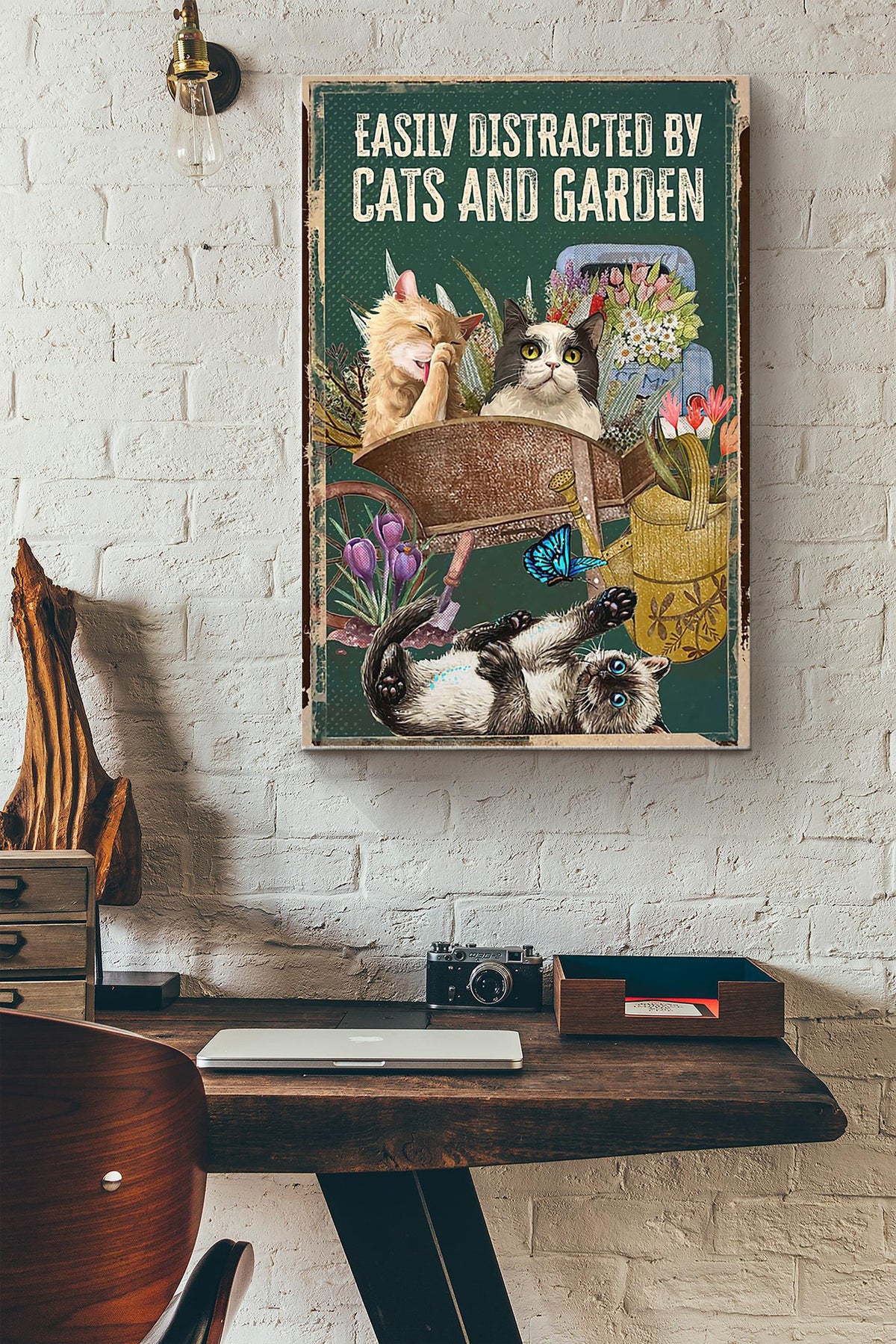 Easily Distracted By Cats And Garden Canvas Ideas, Canvas Hanging Prints,  Gift Idea Framed Prints, Canvas