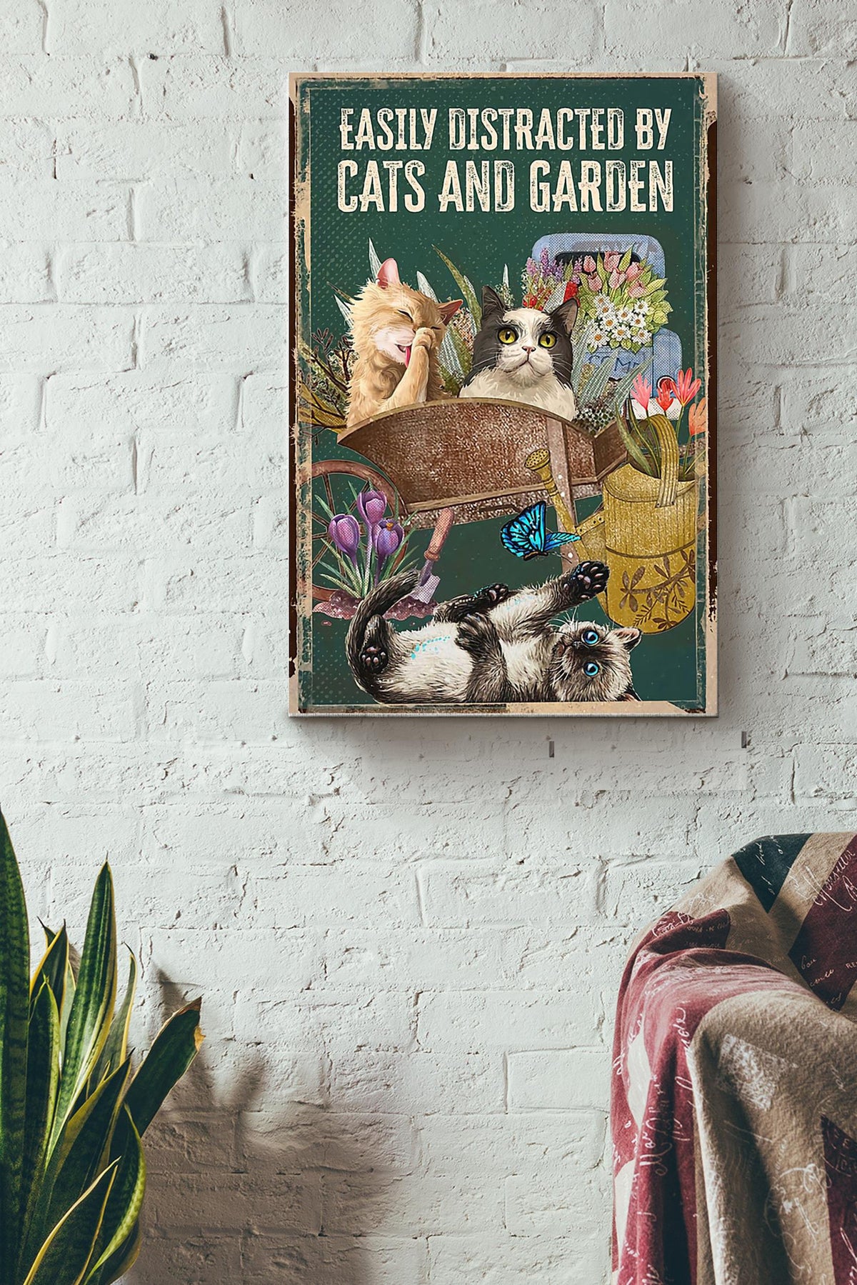 Easily Distracted By Cats And Garden Canvas Ideas, Canvas Hanging Prints,  Gift Idea Framed Prints, Canvas