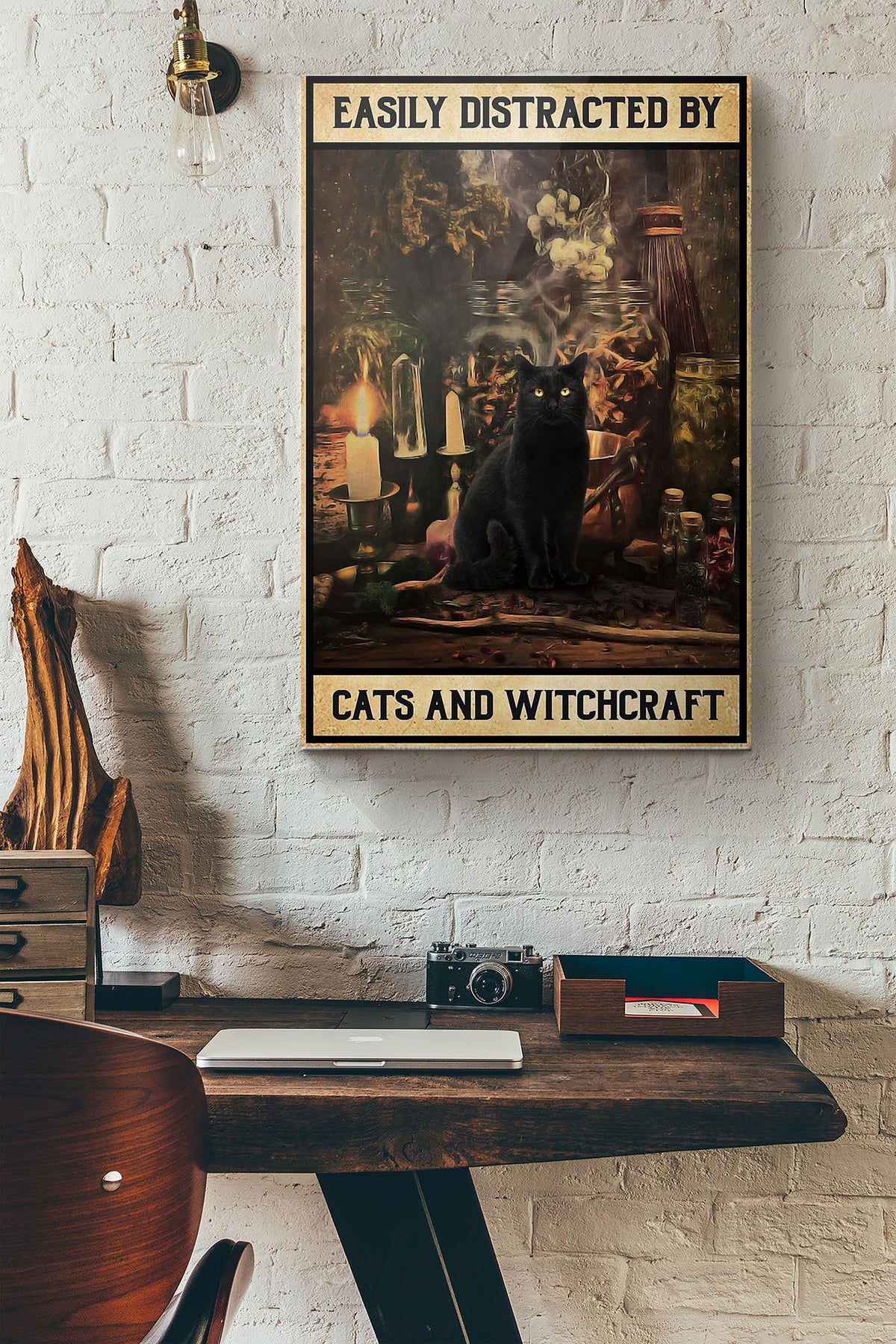 Easily Distracted By Cats And Witchcraft Canvas Ideas, Canvas Hanging Prints,  Gift Idea Framed Prints, Canvas