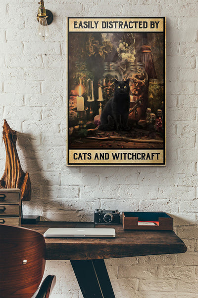 Easily Distracted By Cats And Witchcraft Canvas Ideas, Canvas Hanging Prints,  Gift Idea Framed Prints, Canvas